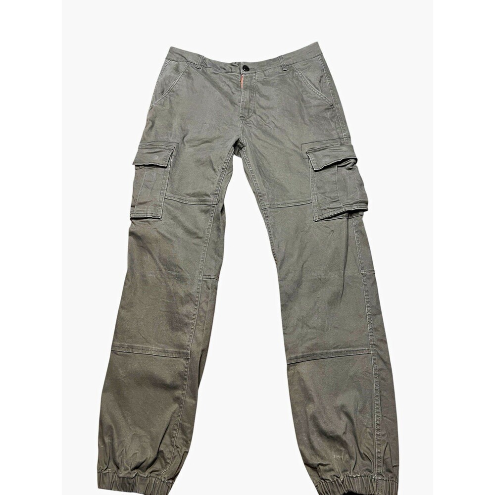 American Culture Men's Gray Solid Cargo Pants Pockets Logo Accent 34W
